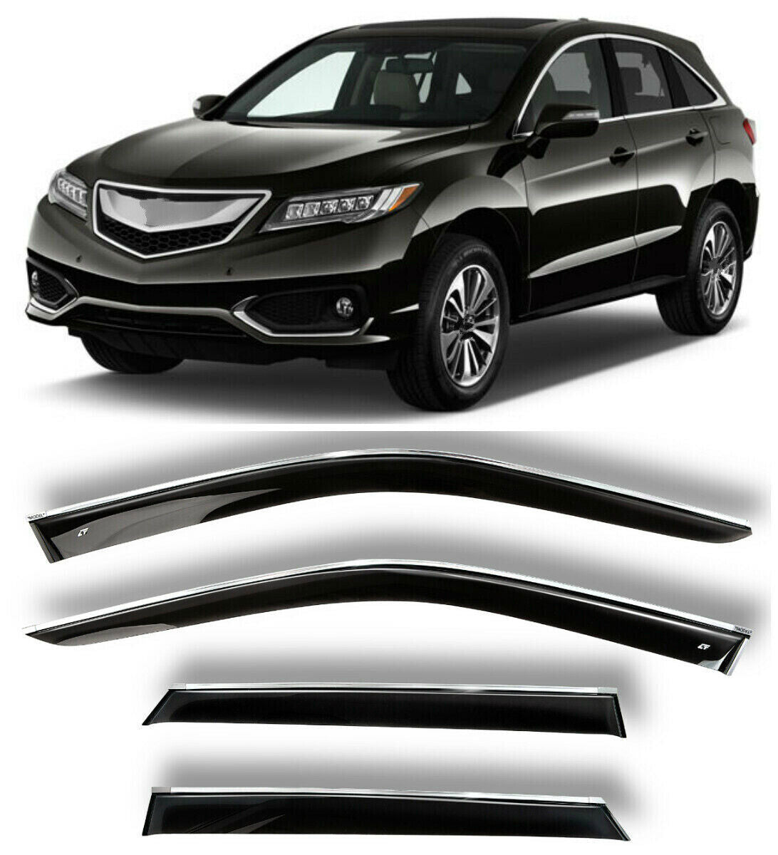 for Acura for RDX 2013-2018 Side Window Wind Visors Sun Rain Guard Vent Deflectors
