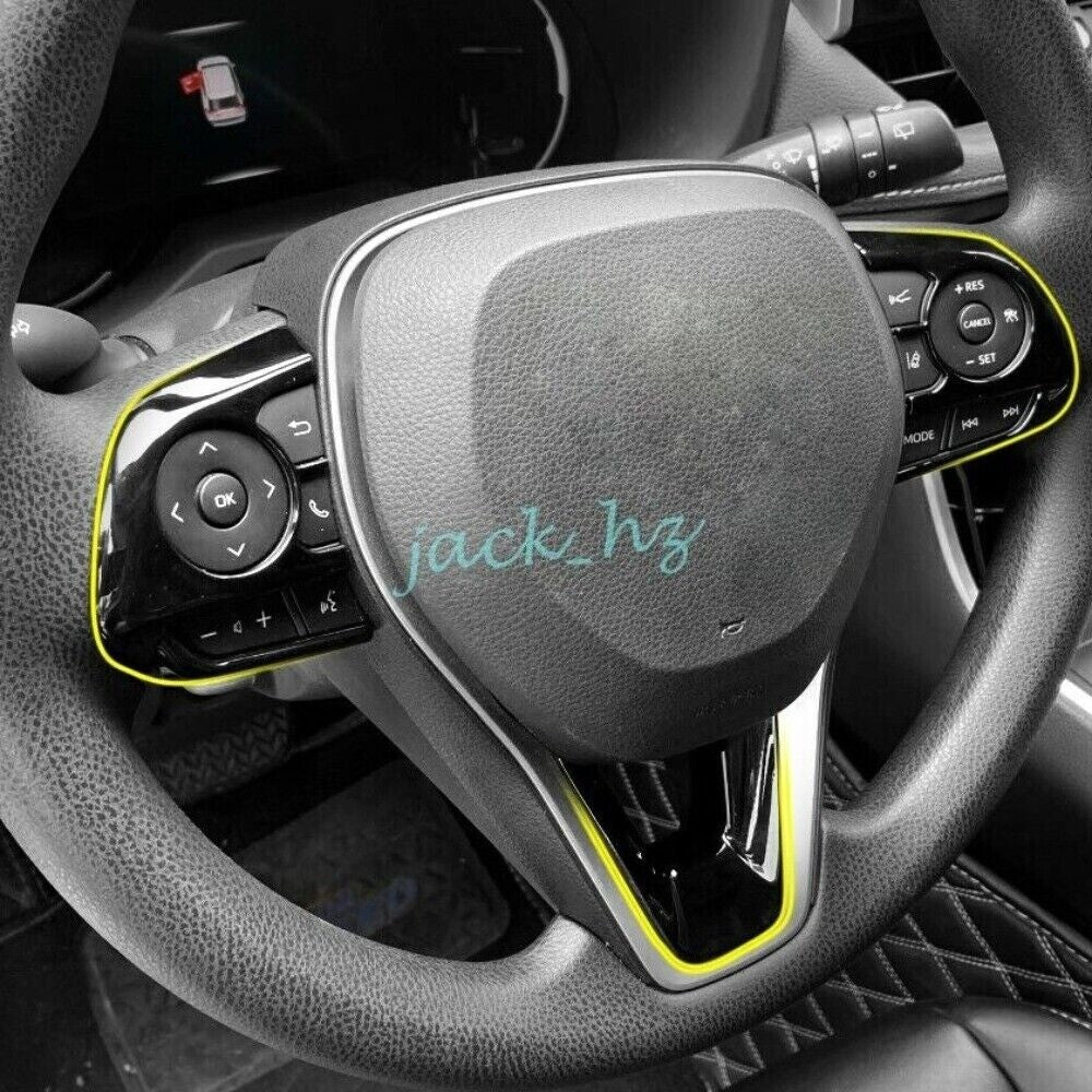 Fit For RAV4 for Corolla Cross Glossy Black Steering Wheel Switch Cover Trims n