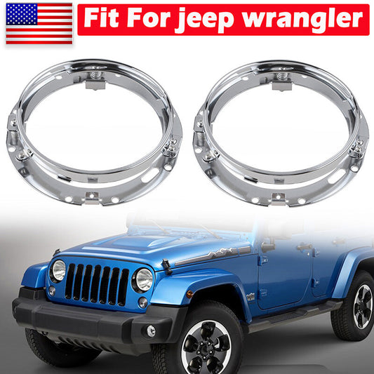2 x 7-inch headlight mounting bracket ring base chrome alloy for Jeep for Wrangler JK