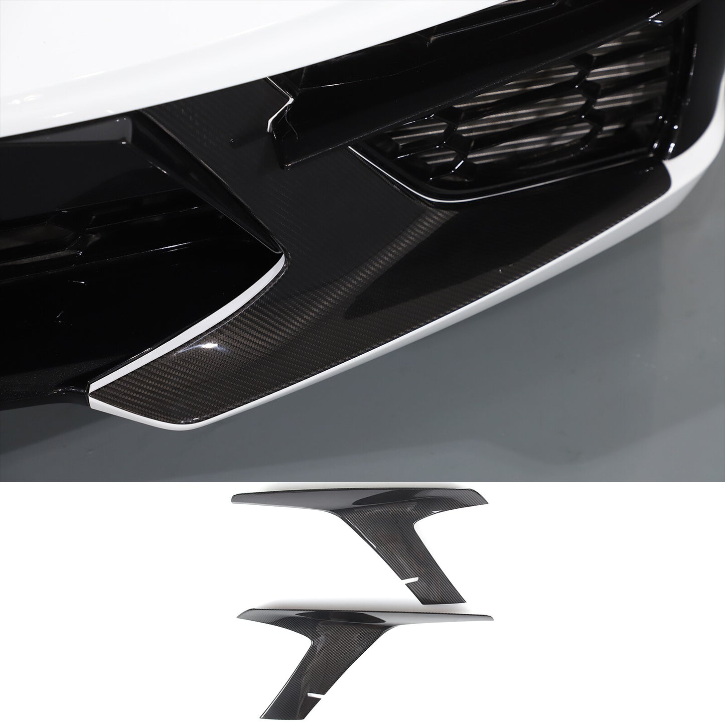 Carbon fiber front bumper cover trim for Corvette C8 2020-2024