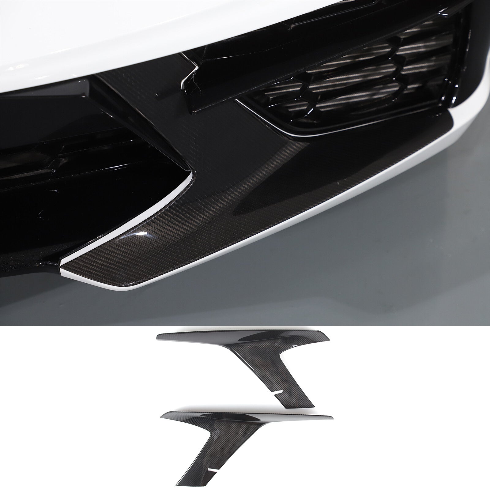 Carbon fiber front bumper cover trim for Corvette C8 2020-2024