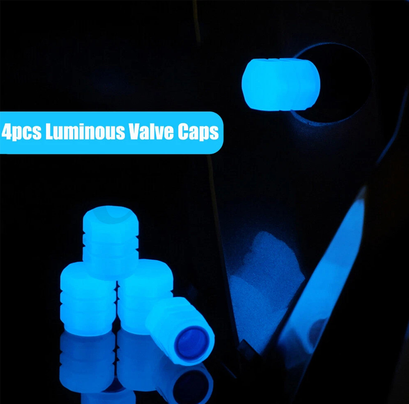 4X Fluorescent Car Tire Valve Caps Luminous Tire Valve Stem Cap Accessories Q