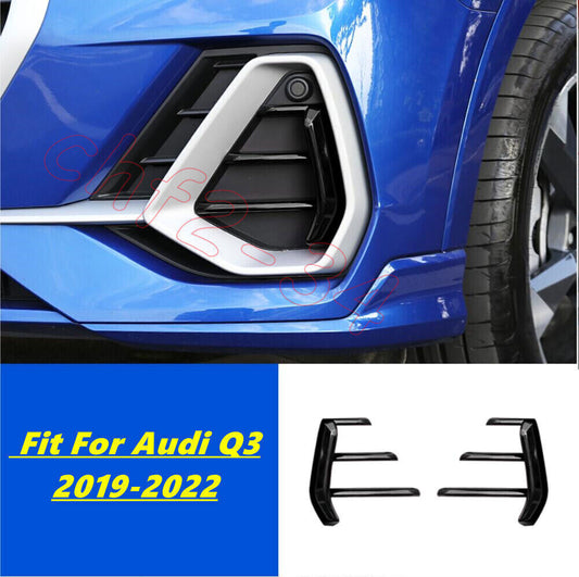 Fit for Audi Q3 2019-21 ABS Glossy Black Front Bumper Fog Lamp Light Frame Trim