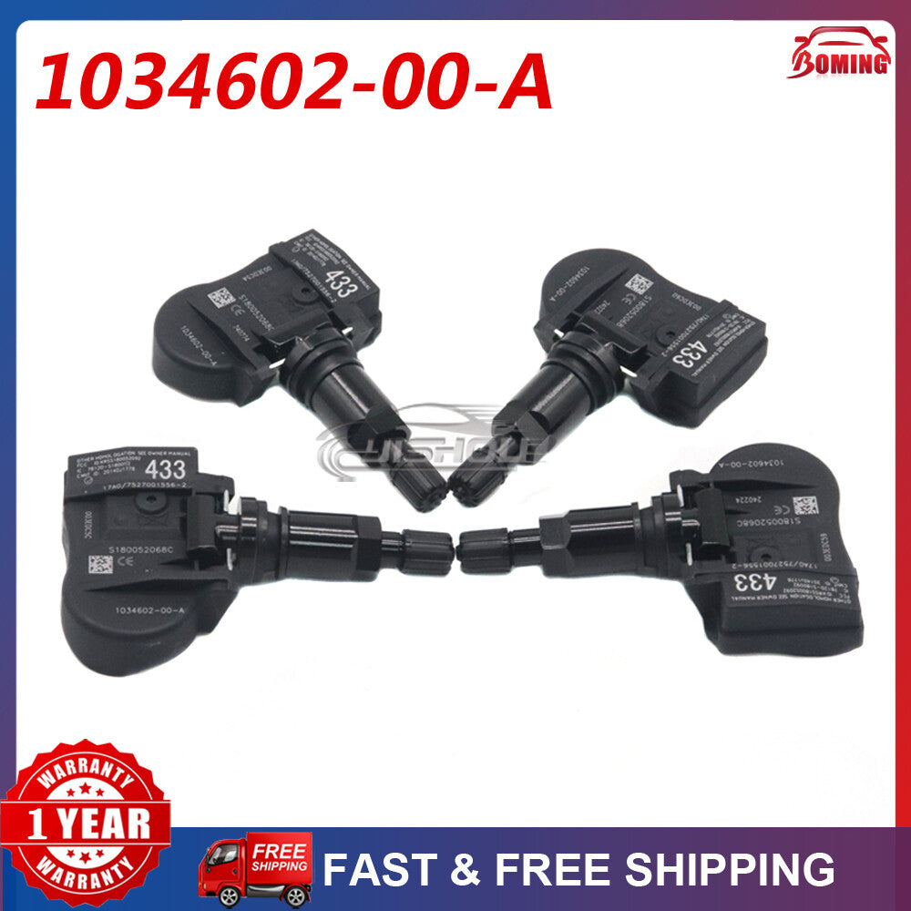4PCS New Tire Pressure Sensor TPMS for Tesla Model 3 S X 433MHz 103460200A