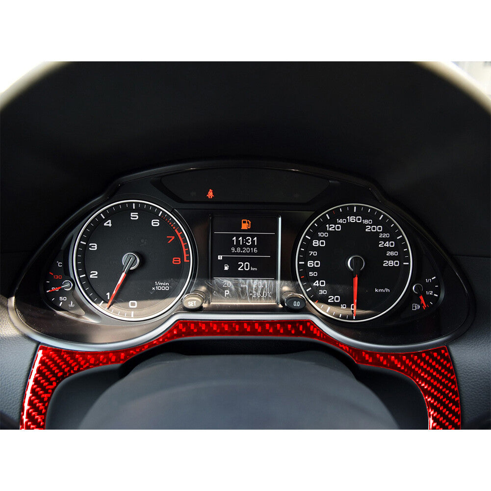 Red Interior Speedometer Frame Trim Cover Decor Carbon Fiber for Audi Q5 2009-17