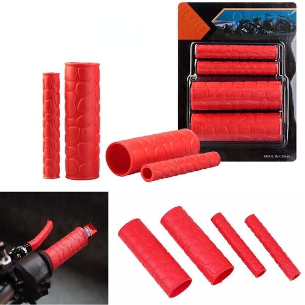 4x/set Motorcycle Modified Handlebar Grip Brake Clutch Lever Cover Non-slip Red n