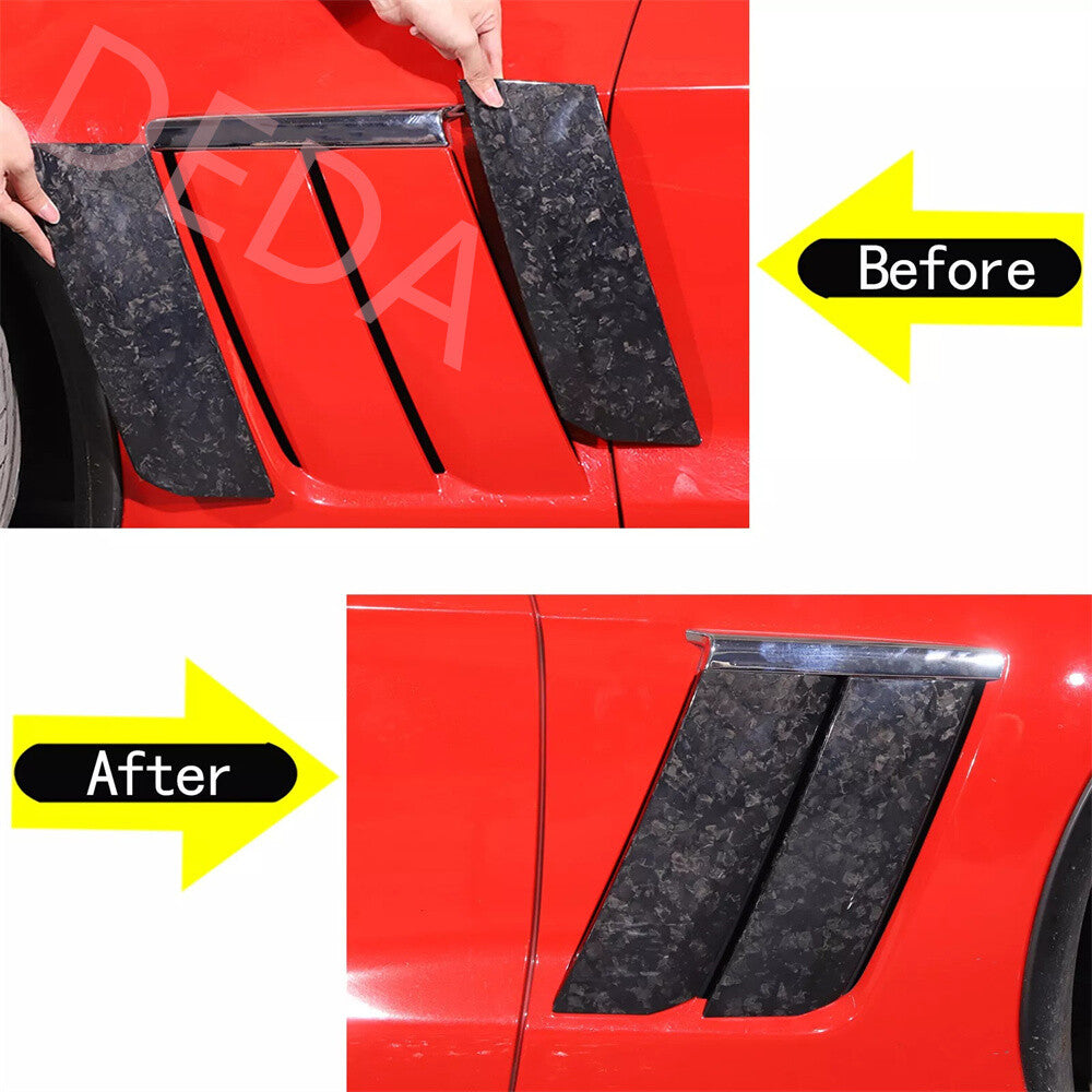 Forged Carbon Fiber Side Body Fender Vent Trim for Chevrolet for Corvette C6 2005-13