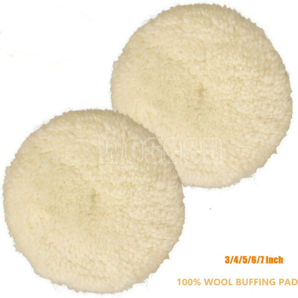 2-pack wool polishing pads with hooks and loops for cutting and polishing