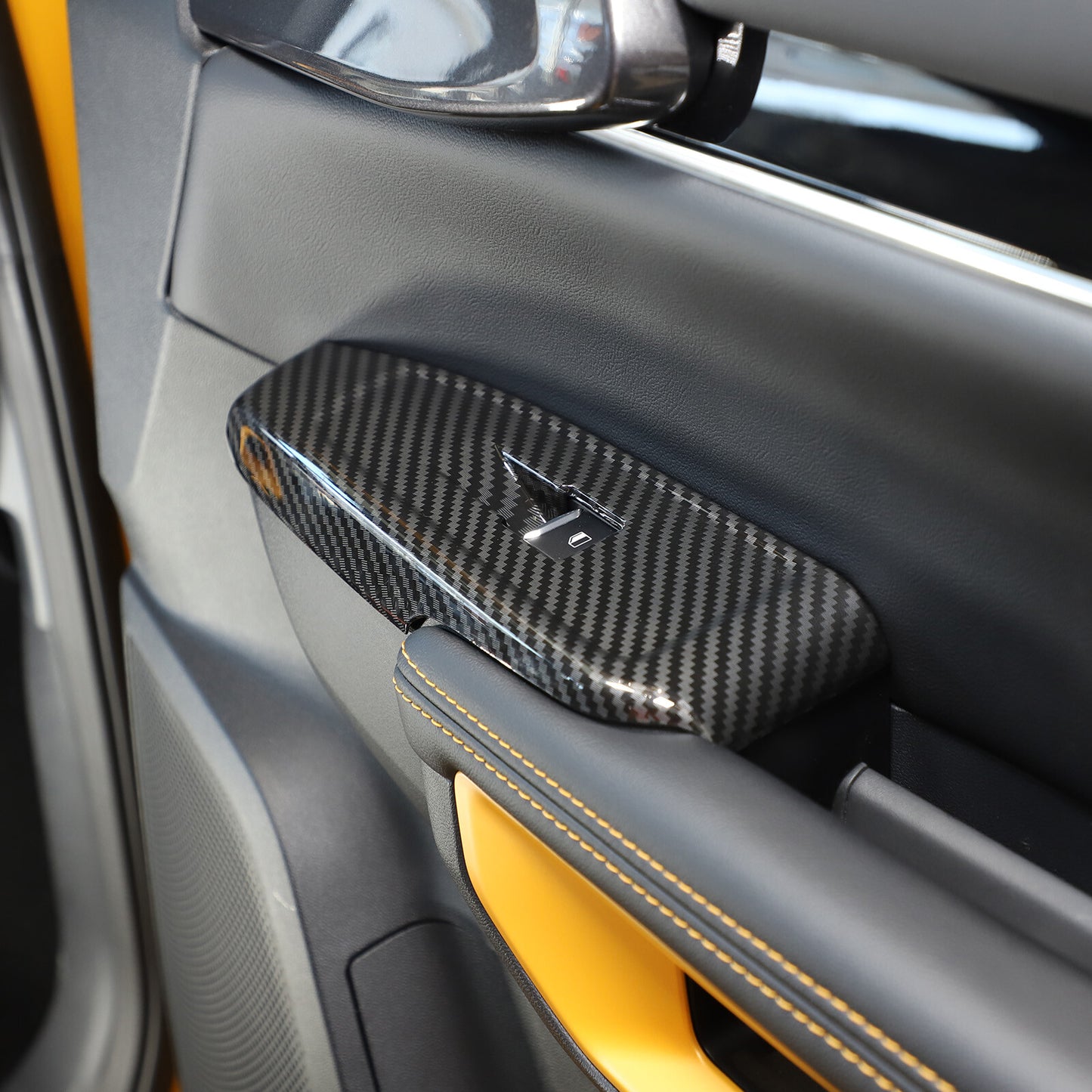4-Piece Carbon Fiber ABS Window Power Button Trim Frame for Ranger 2023 n