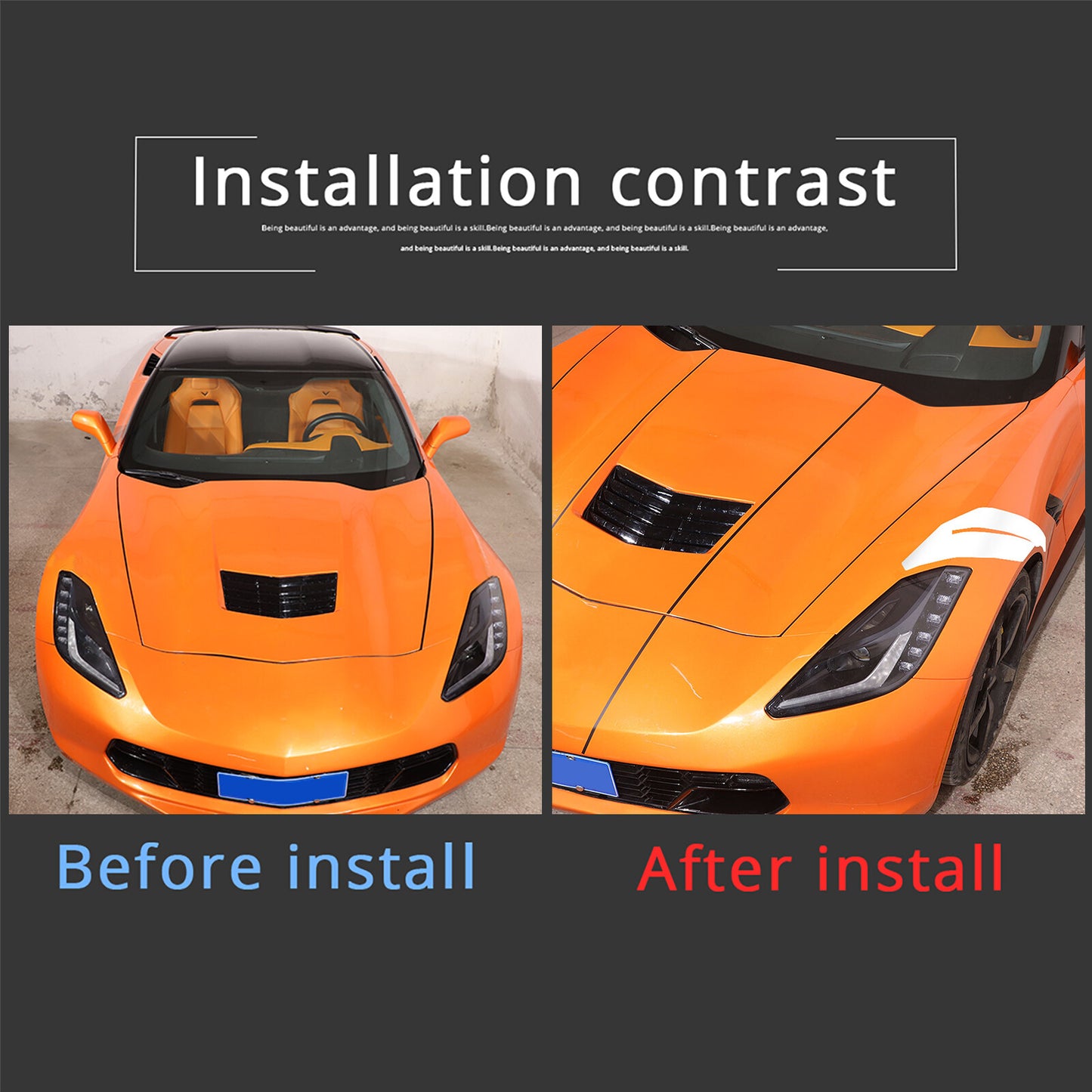 Side fender hash mark stripe decal sticker, white, suitable for Corvette C7 2PCS - n