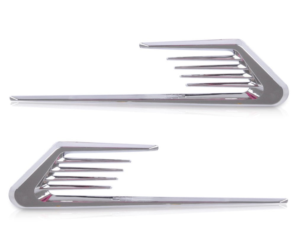 2 x Chrome Silver Car Fenders Body Side False Vent Air Flow Intake Cover Sticker
