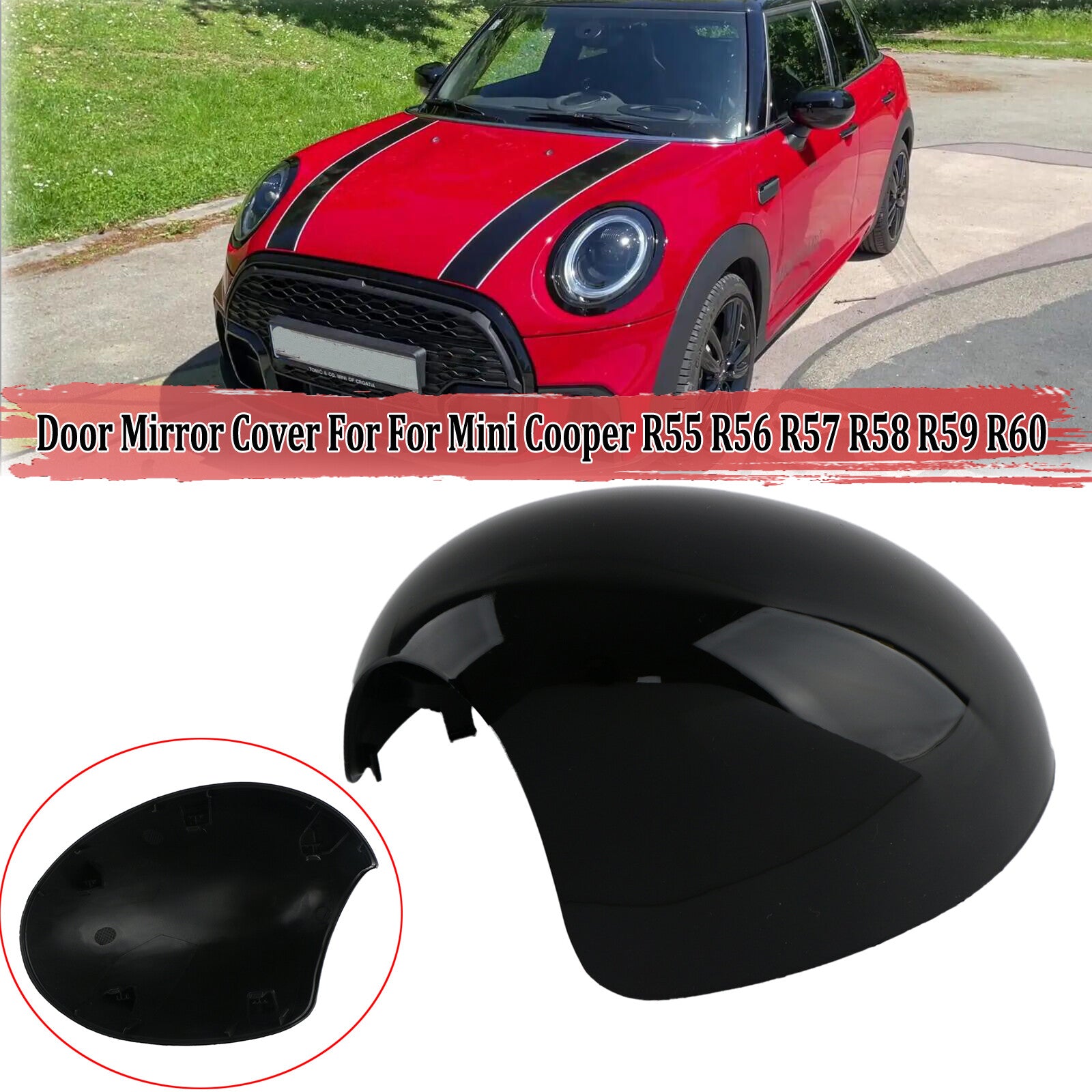 Left glossy black door mirror cover for Mini Cooper R60 R55 R56 R57 R58
