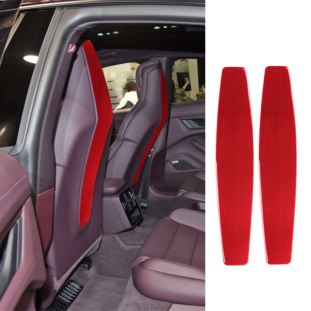 2¡ÁRed Carbon Fiber Front for Seat Back Panel Decor Trim for Porsche Taycan 2019-2022