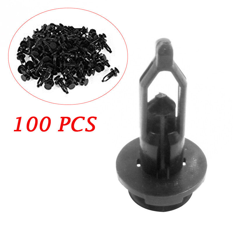 100-piece pack of 9mm hole black rivet mudguard clips suitable for General Motors - n