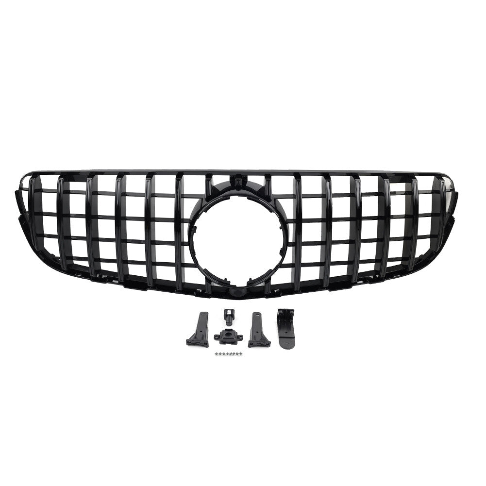 GTR Style Front Bumper Hood Grille Black for Benz GLC Class W253 X253 2015-2019