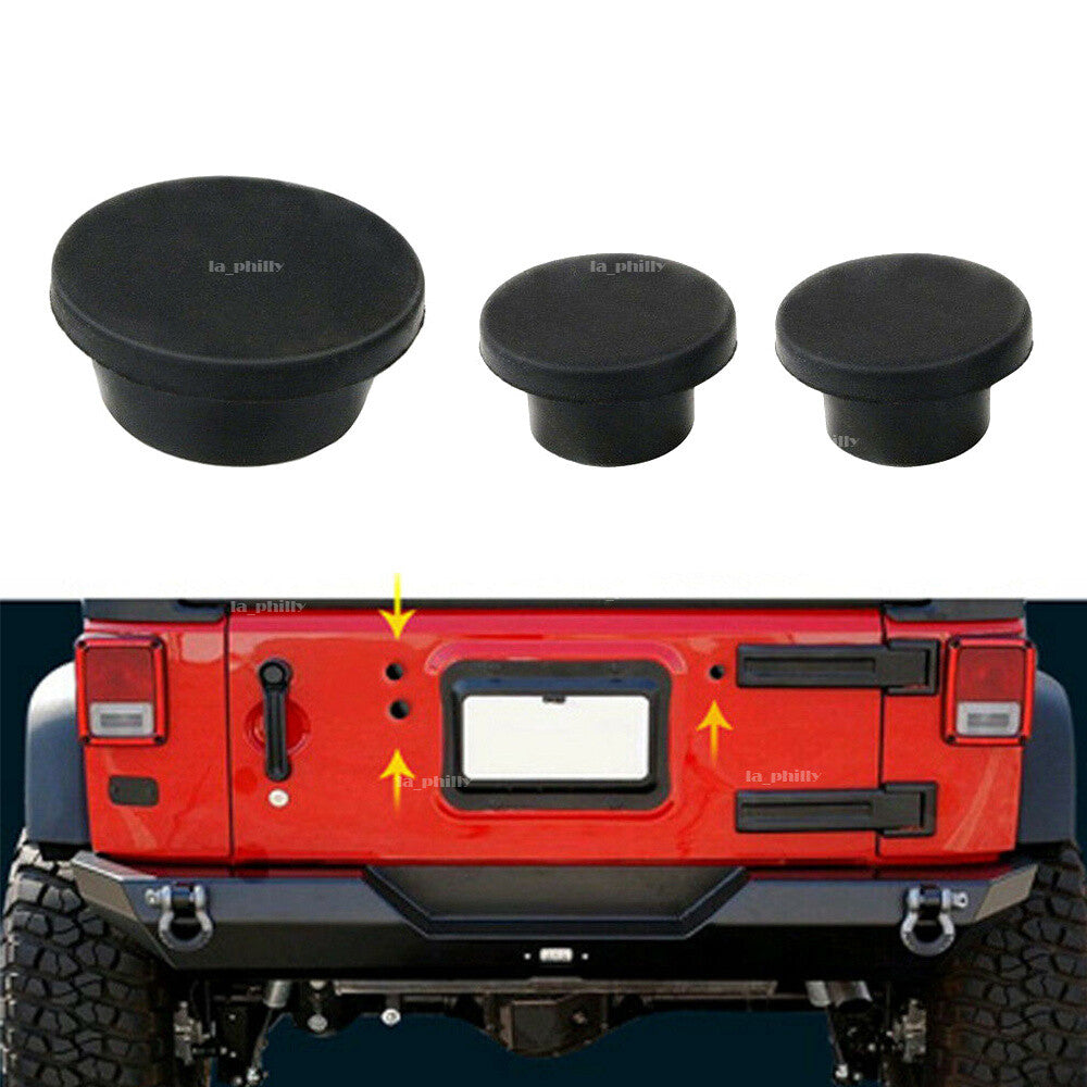 3x Tailgate Rubber Plug Dust Plugs Decor Cover Trim for Jeep for Wrangler JK 07-18