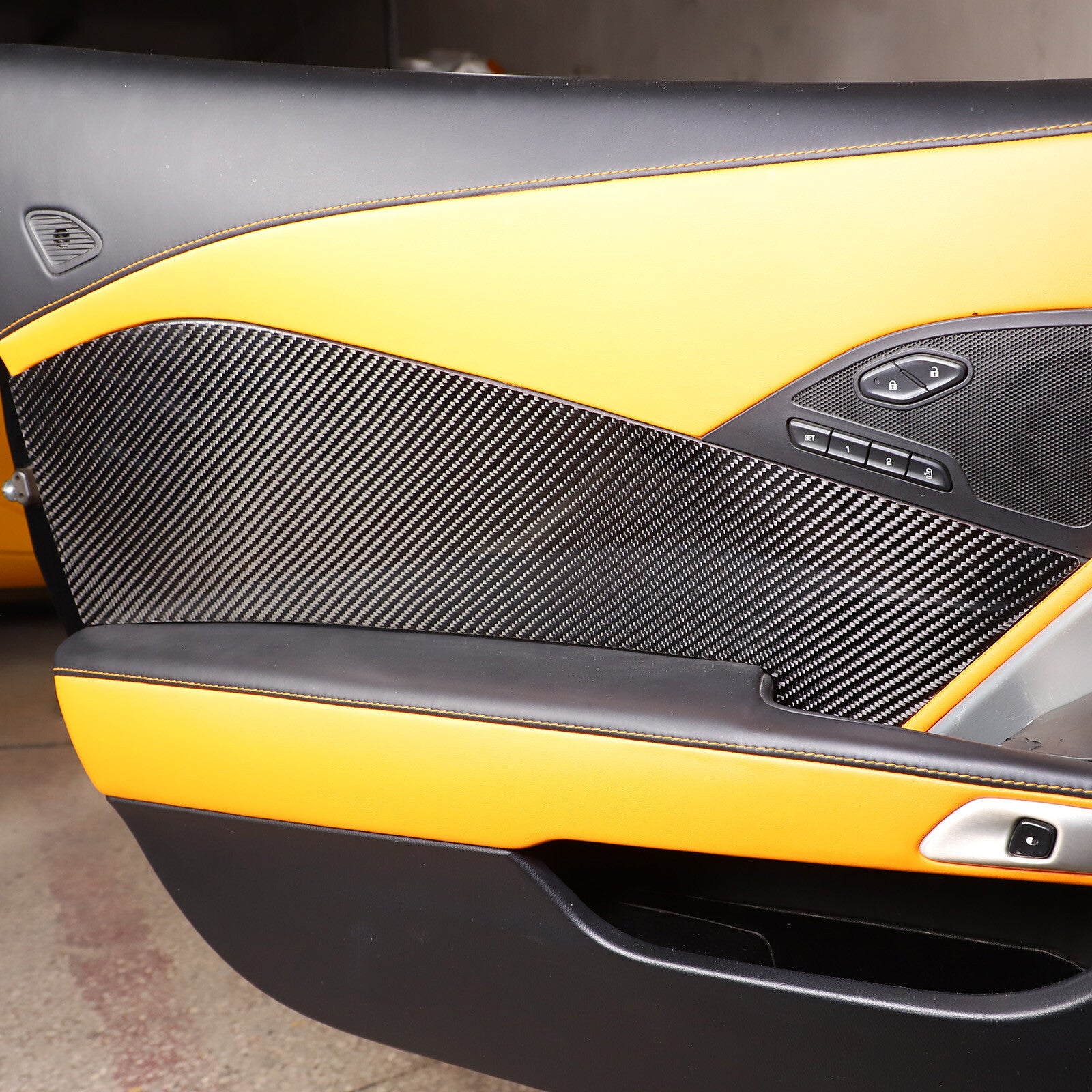 Carbon fiber interior door panel frame sticker decoration for Corvette C7 2014 - 2019