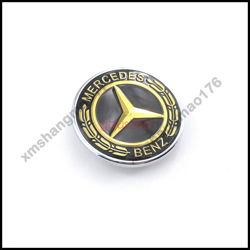Front hood sticker badge AMG Gold Black flat Laurel wreath badge for Mercedes-Benz