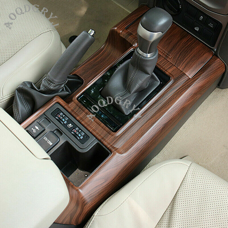 2x for Toyota Prado 2018-2021 Wood grain ABS Gear Shift Box Panel Cover Trim Kit