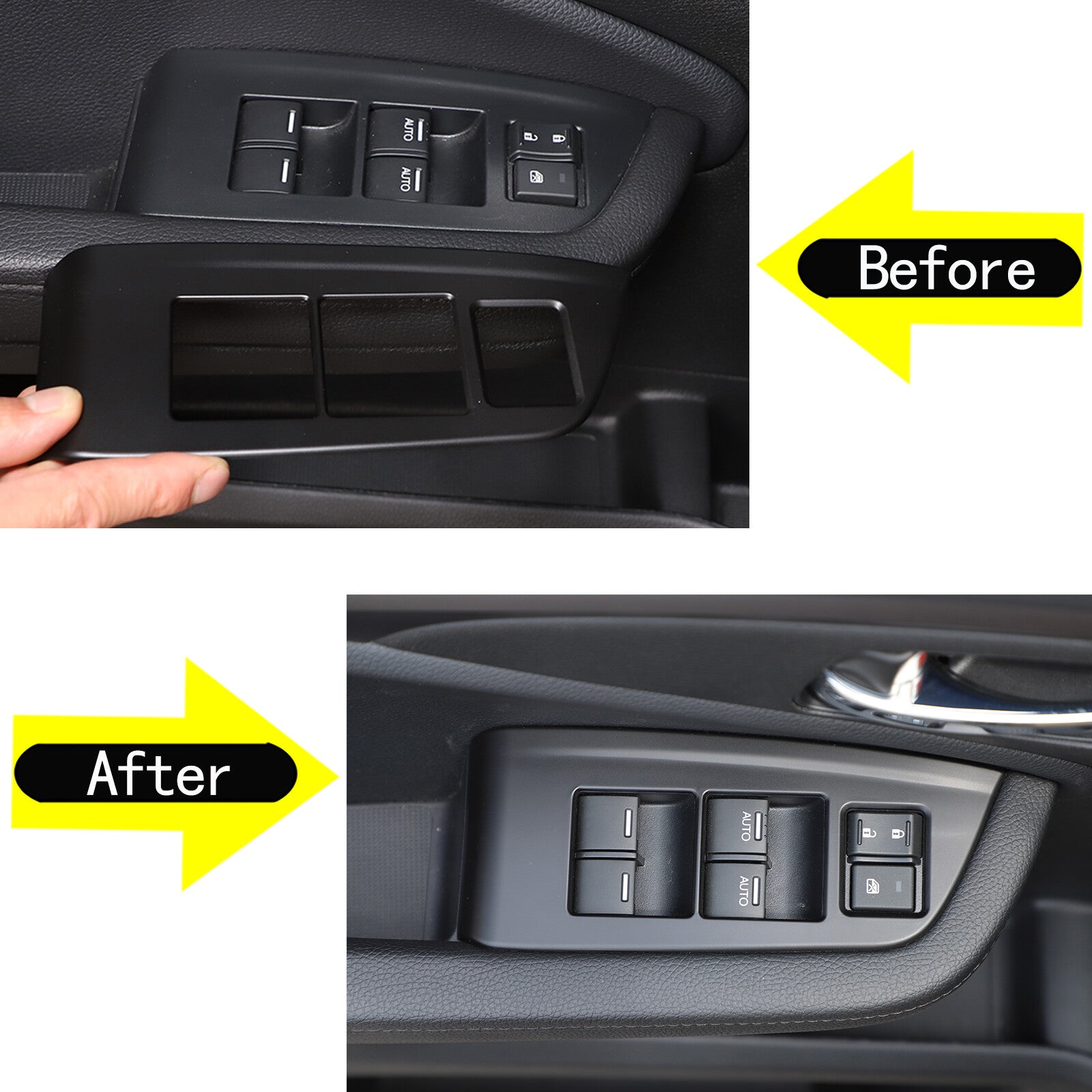 Matt Black Window/Power Window Switch Panel Cover for Honda Pilot 2015 - 2022 n
