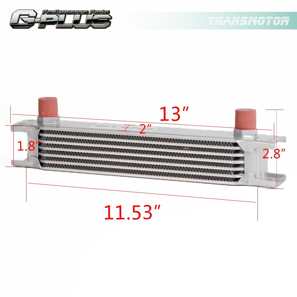 New GM 7-row AN10 aluminum alloy engine and transmission oil cooler, silver. Q