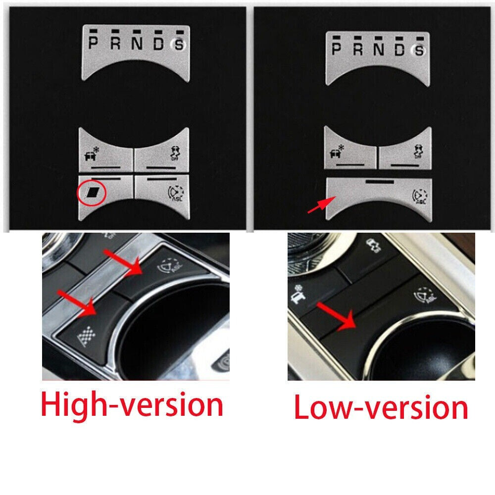 5PCS Alloy Silver Center Gear Shift Selector Button Trim for Jaguar XJ 2010-2019