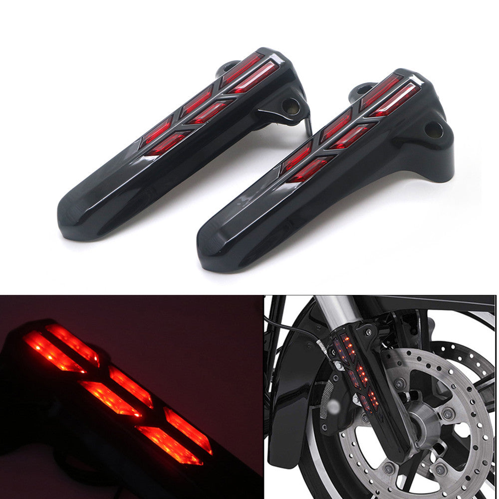 Black LED Lower Fork Leg Covers Light for Harley Touring FLHR FLHX FLHT 14-17 Q