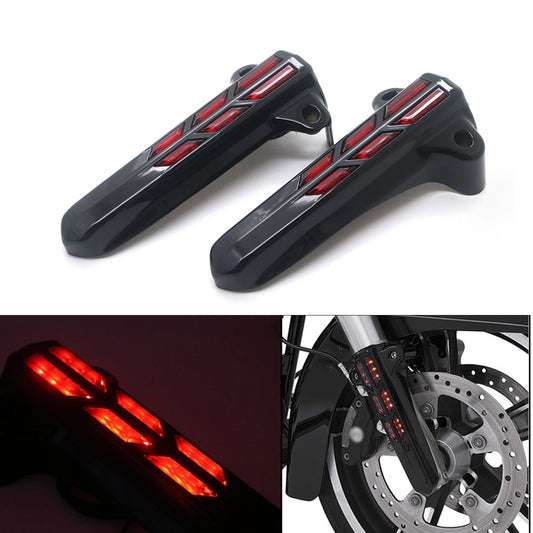 Black LED Lower Fork Leg Covers Light for Harley Touring FLHR FLHX FLHT 14-17 Q