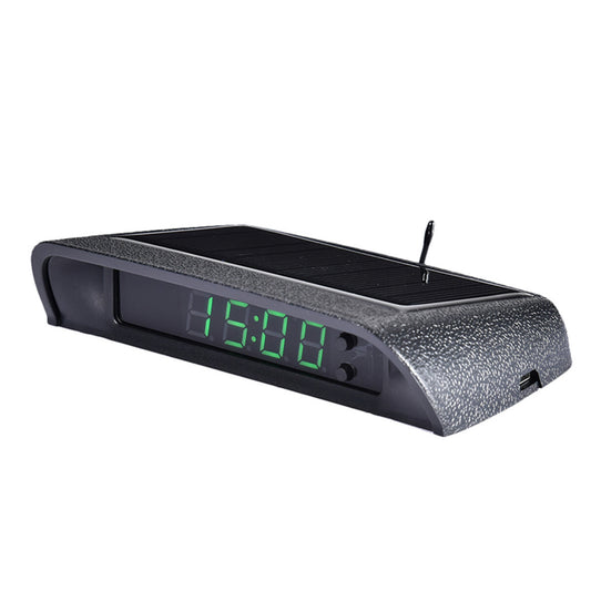 Digital Car Clock Thermometer Dashboard Watch Temperature Solar With Night Light Q