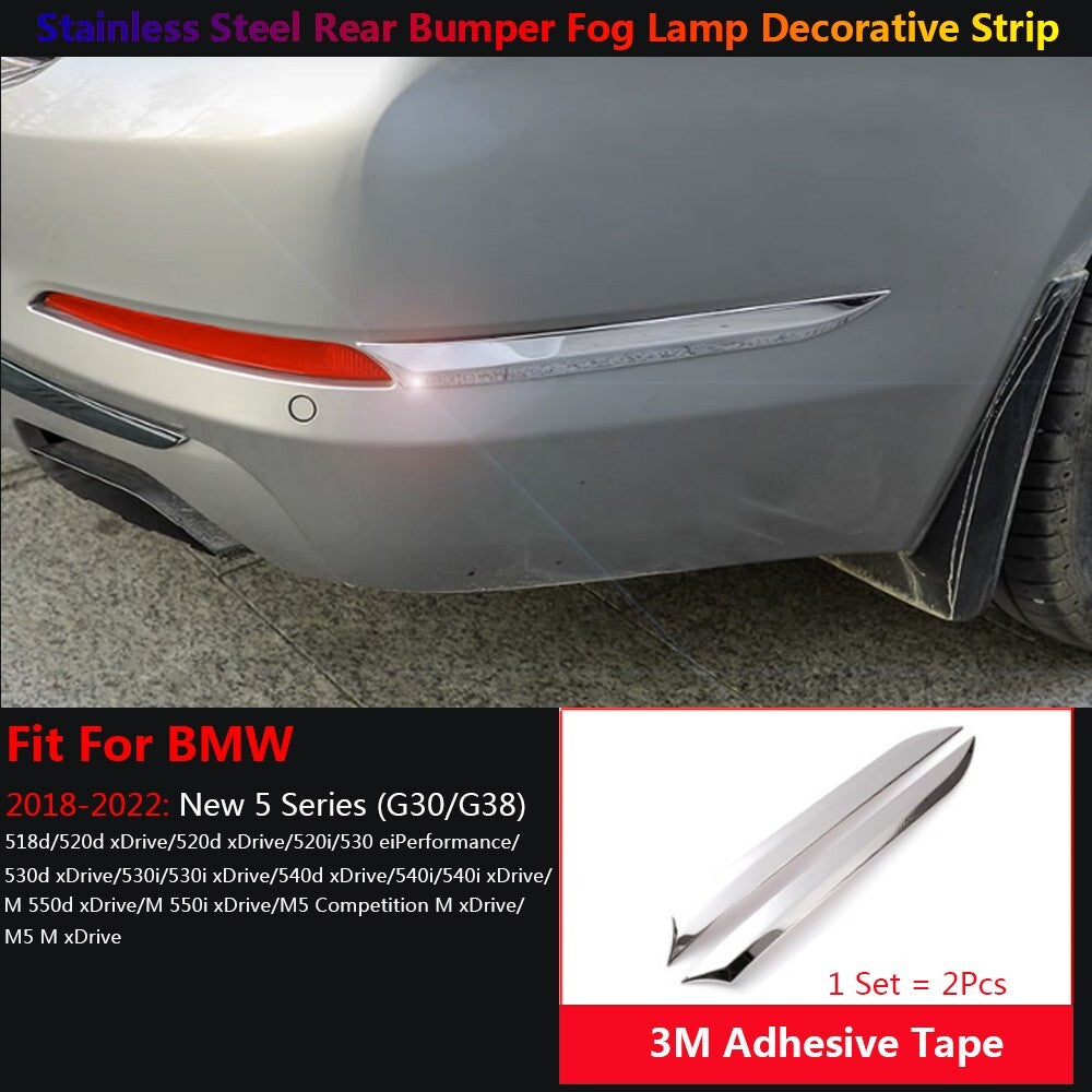 Stainless for BMW 5 Series G30 Exterior Car Rear Fog Light Lamp Strip Cover Trim
