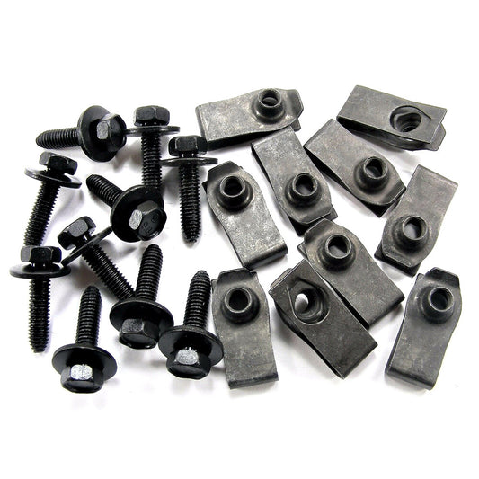 Qty10 147163194 for Ford Truck Car Body Bolts U Nut Clips M6 Hex 10mm Black New