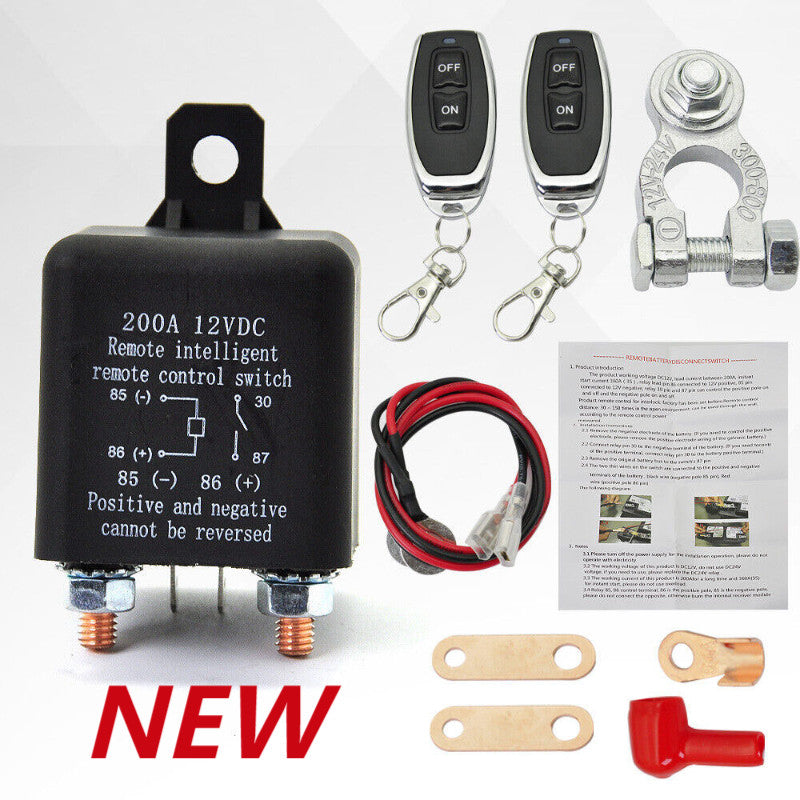 12V Wireless Dual Remote Car Battery Disconnect Relay Master Kill Cut-off Switch n