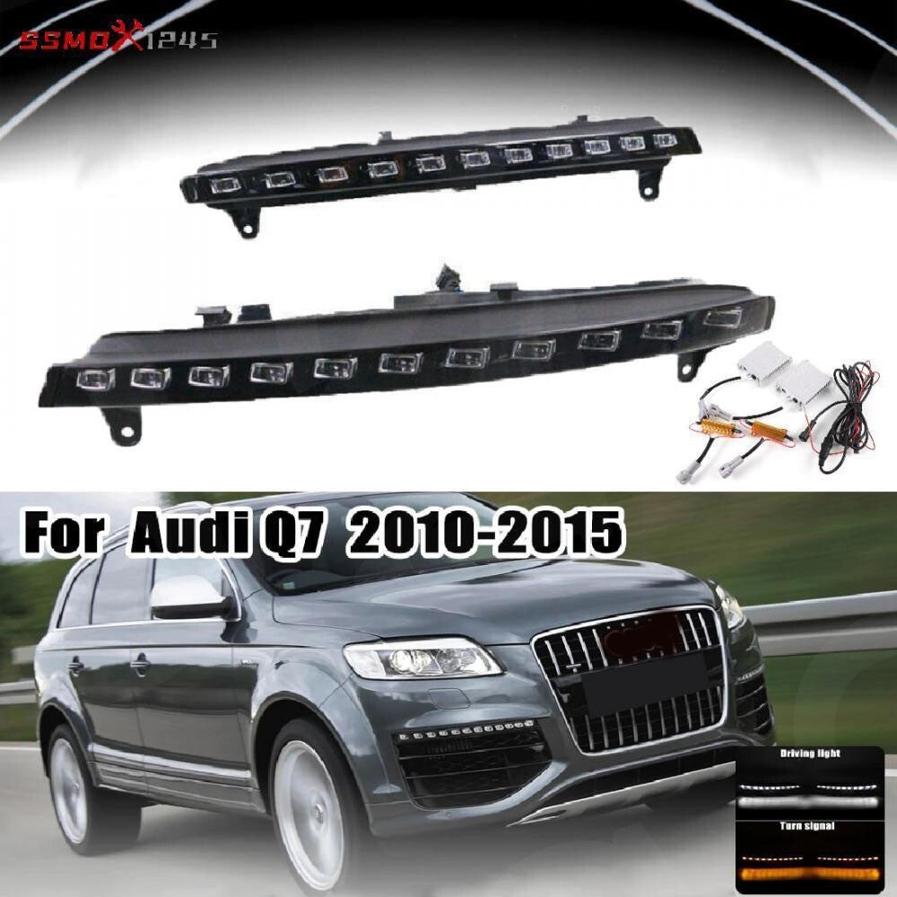 SEQUENTIAL LED DRL DAYTIME RUNNING LIGHT TURN SIGNAL LAMPS for AUDI Q7 2010-2015