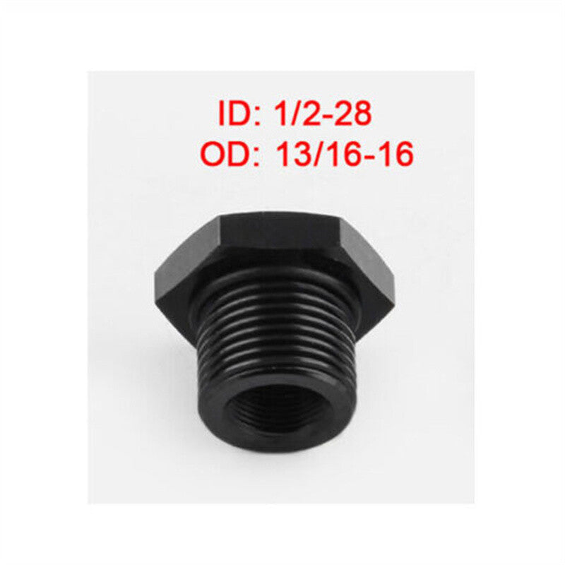 1/2-28 to 13/16-16 Automotive Threaded Oil Filter Adapter Black Connector