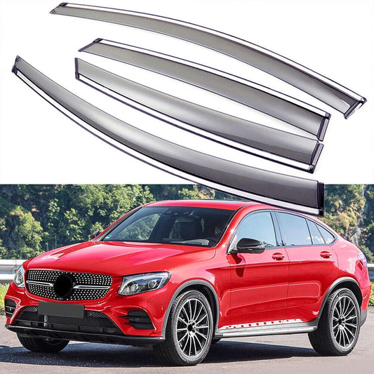 4X Sun/Rain Guard Window Visor Vent Wind Deflector For 17-23 for Mercedes GLC Coupe