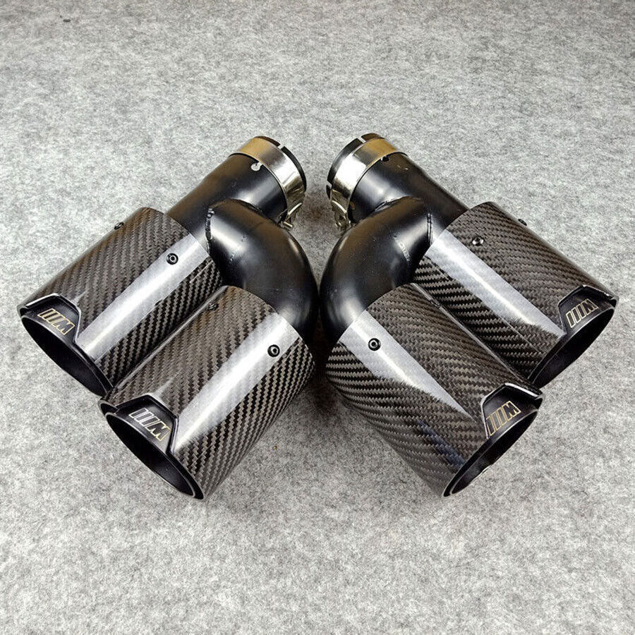Real Carbon Fiber h Exhaust Tips Dual Pipes M End Kit for BMW In63mm Outlet 93mm Q