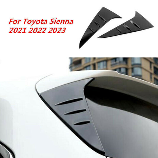 2X ABS Glossy Black Rear Window Spoilers Wing Cover Trim for Toyota for Sienna 21-23