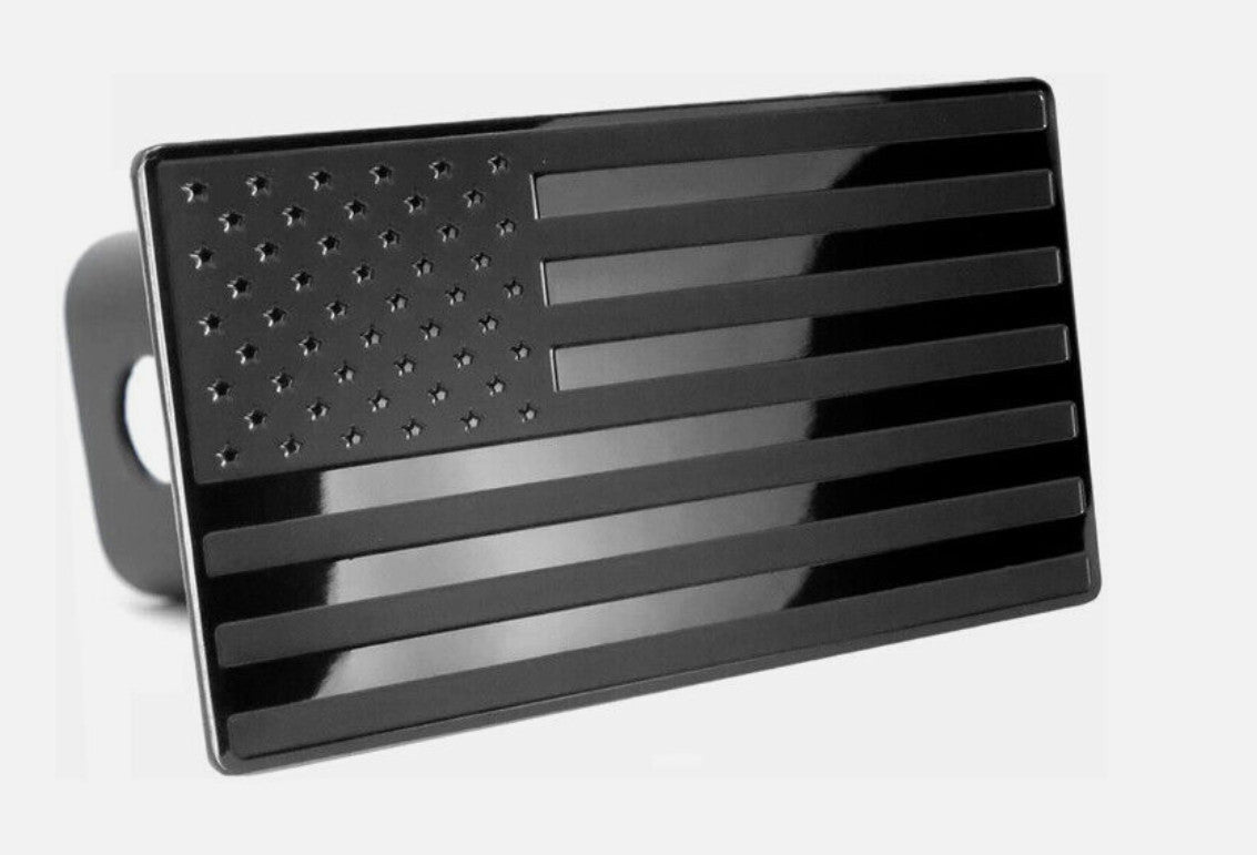 Car mount plug cap trailer tow receiver 2-inch American flag black for Chevrolet