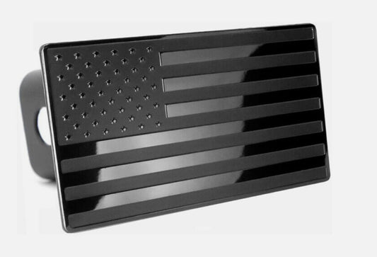 Car mount plug cap trailer tow receiver 2-inch American flag black for Chevrolet