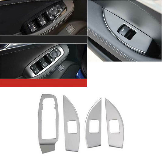 4X Window Lift Panel Switch Cover Trim Silver Steel Fit for Cadillac CT5 2020-24