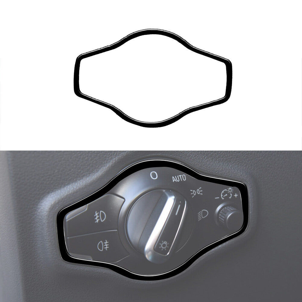 Headlight Control Knob Frame Trim Cover Decor Gloss Black for Audi Q5 2009-2017