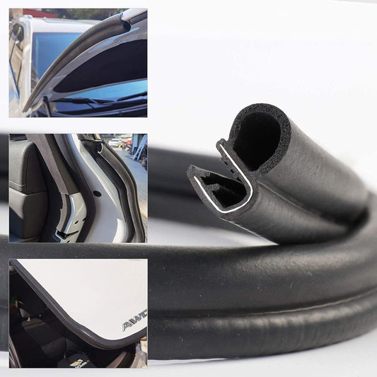 Rubber 18.7Ft Door Edge Seal Strip with Side Bulb for Car Van Camper RV Boat Bus