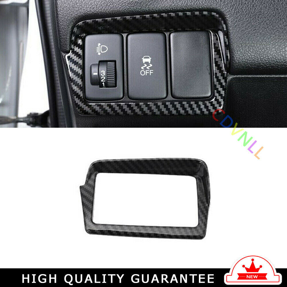 Headlight Button Frame Button Trim 1 for Honda CRV CR-V 2012-2016 Carbon Fiber