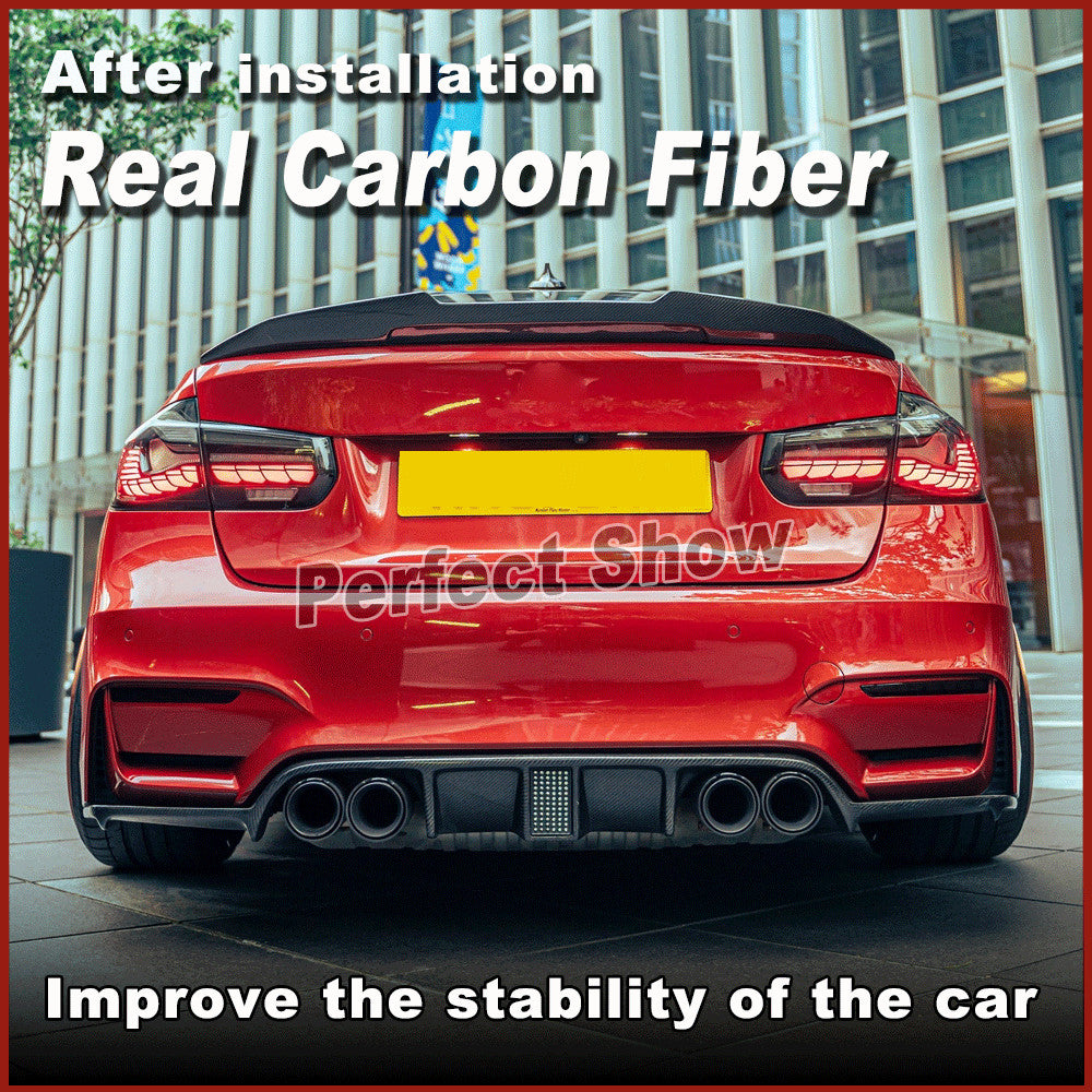 for BMW F80 M3 F82 F83 M4 2015-2019 REAL CARBON Rear Bumper Diffsuer Lip W/ LED