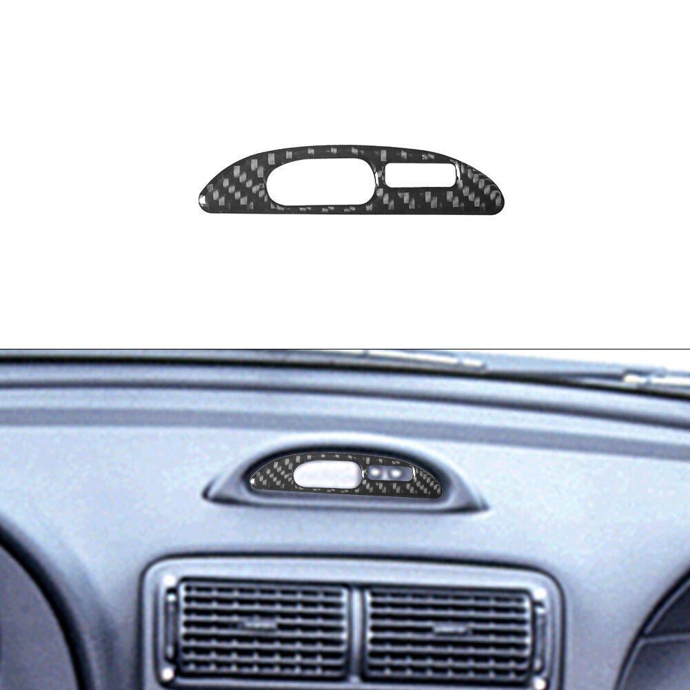 Carbon Fiber Center Clock Panel Cover Trim for Ford for Mustang Convertible 2001-04
