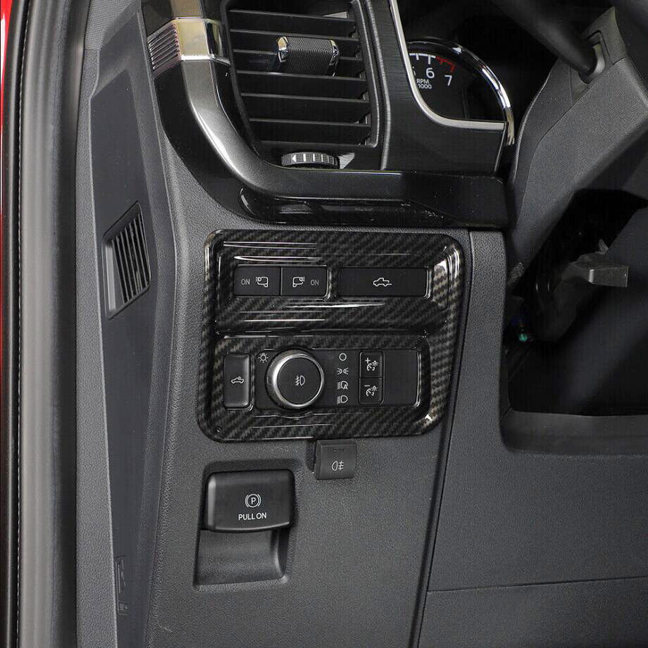 Car Headlight Switch Button Cover Trim For F150 21-2023 Accessories Carbon v