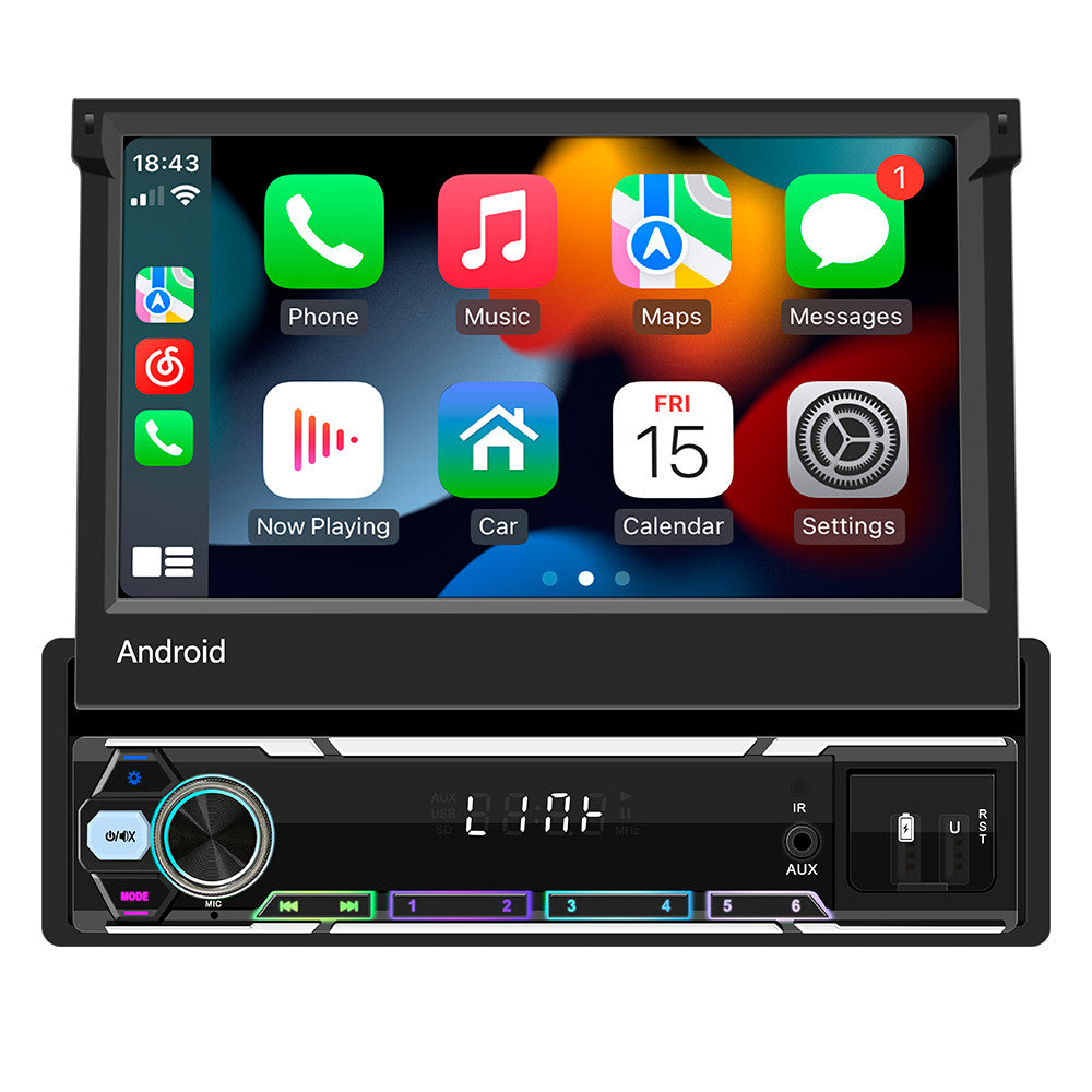 7in Single 1Din Android 13 Car Stereo Radio Bluetooth FM For Apple Carplay