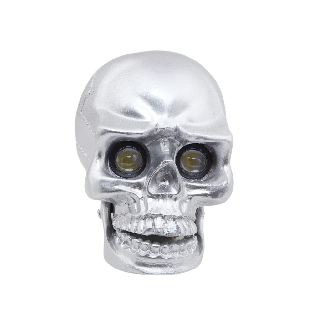 Motorcycle Silver LED Skull Headlight Lamp for Harley Choppers Cruiser Custom Q