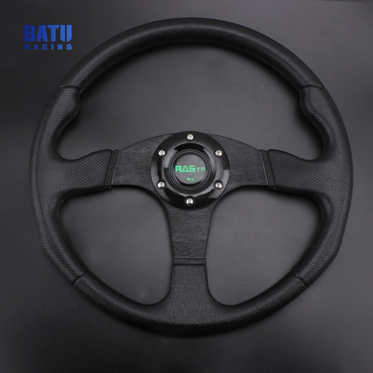 13INCH Universal Aluminum Black Steering Wheel+Horn Button for Most Cars