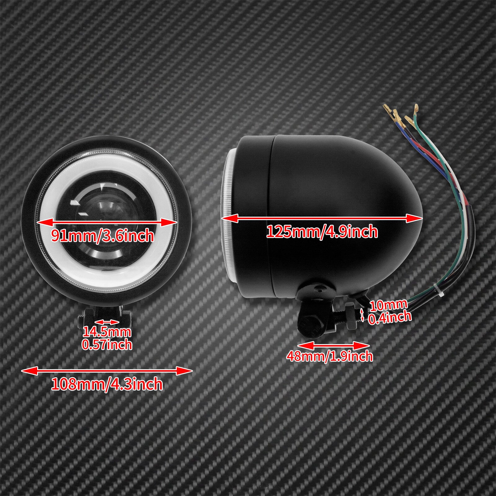 Motorcycle LED White DRL Headlight Head Lamp Black Fit For Sportster Cafe Racer Q